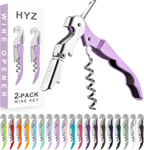 Miniatura 32 de HYZ Paquete de 2 sacacorchos para camarero, llave de vino profesional para servidores, camarero con cortador de lámina, abridor manual de botellas