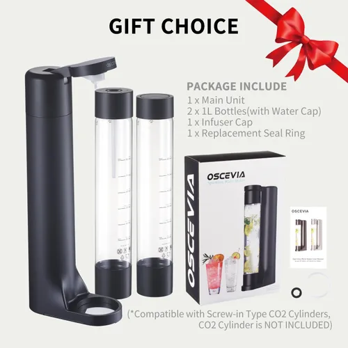 Miniatura 7 de Máquina de Agua con Gas Fabricante de Soda Dispensador de Bebidas para el Hogar, Fabricante de Soda Streaming con 2 Botellas sin BPA (1L)