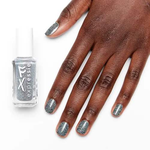 Miniatura 10 de essie Expressie FX - Esmalte de uñas vegano de secado rápido, capa superior con purpurina plateada, 0.33 onzas líquidas