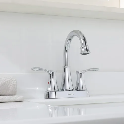 Miniatura 7 de PARLOS - Grifo de fregadero de baño de 2 manijas con boquilla giratoria y desagüe desplegable de metal y líneas de suministro para llave, cromado