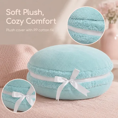 Miniatura 2 de Almohada decorativa redonda de plush con forma de macarrón ChezMax, de 14.5 pulgadas