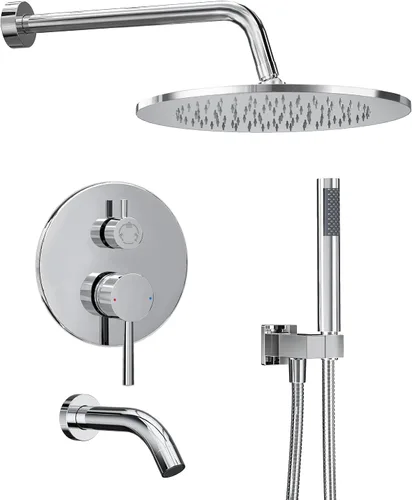 Miniatura 9 de Gabrylly Brushed Gold Shower System with Rough-in Valve, 10 Inch Wall Mounted High Pressure Rainfall Shower Head with Handheld Combo, Luxury All