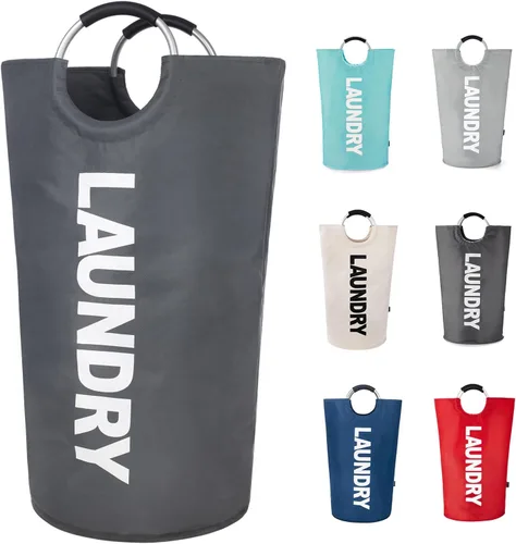 Miniatura 12 de Twira Cesta de lavandería grande de 90 litros, cesta de lavandería que se mantiene bien, bolsa de lavandería con asas acolchadas, contenedor de ropa