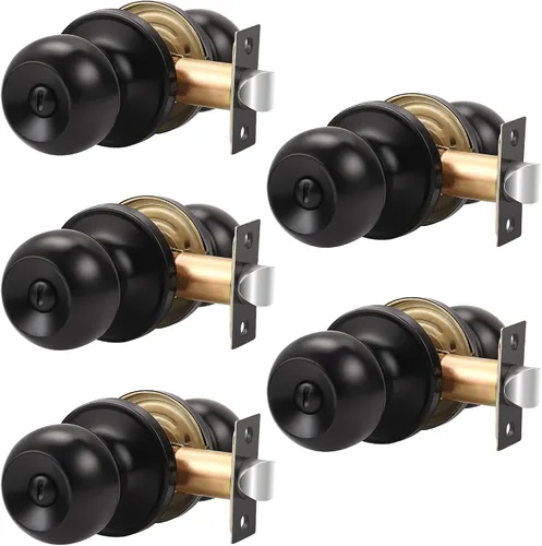 Miniatura 16 de Knobonly Paquete de 2 Pomos de Puerta de Níquel Satinado para Dormitorio/Baño Juegos de Puertas de Privacidad Herrajes Manijas de Puerta Interiores