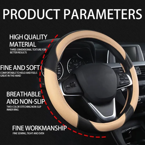Miniatura 6 de BESULEN Funda para volante de automóvil, protector de volante de cuero suave, fundas universales antideslizantes para volante, agarre cómodo