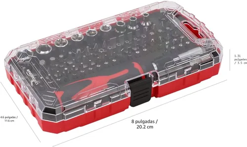 Miniatura 8 de Amazon Basics Juego de llaves de trinquete magnéticas y destornilladores de precisión electrónica, 73 unidades (paquete de 1), negro/rojo/plateado
