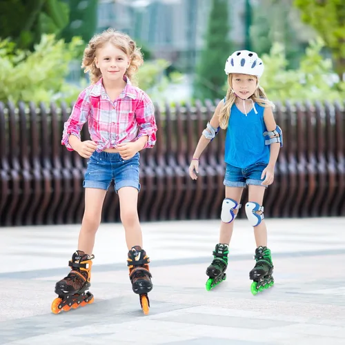 Miniatura 6 de MammyGol Patines en línea para niños y niñas Patines ajustables con ruedas iluminadoras Patines para principiantes Verde