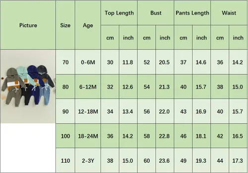 Miniatura 42 de Conjunto de ropa de otoño e invierno para bebé y niño, sudadera larga con capucha y pantalones para niños pequeños, 6, 12, 18, 24 meses, 2T