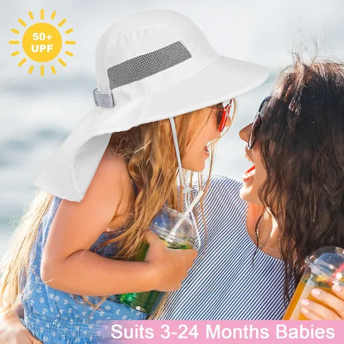Miniatura 154 de Sombrero de sol para niños, protección UV, unicornio, verano, playa, jugar con ala ancha, solapa para el cuello para niñas y niños
