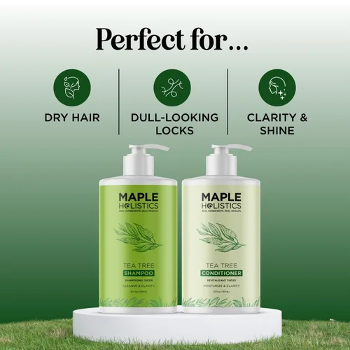 Miniatura 2 de Juego de champú y acondicionador de árbol de té, champú y acondicionador clarificante sin sulfato para el cuidado del cabello graso y el cuero