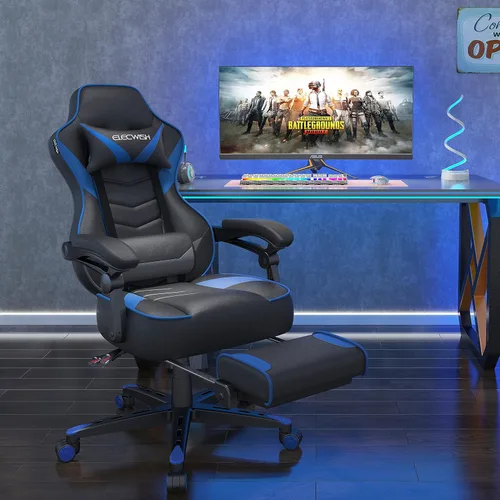Miniatura 8 de ELECWISH Sillas de juego para adultos, respaldo alto, giratorias, reclinables, ergonómicas, para videojuegos, reposacabezas y soporte lumbar, silla