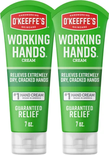 O'Keeffe's Working Hands - Crema de manos para sequedad extrema - Tubo de 7 oz (paquete de 2) - Cuidado reparador de la piel para manos agrietadas y