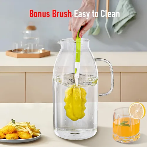 Miniatura 7 de Jarra de vidrio grande de 105 onzas con asa y tapa, jarras para bebidas, jarra de té helado para refrigerador, jarras de jugo de limonada