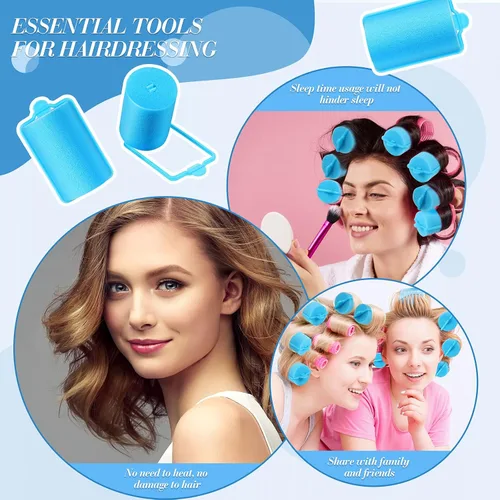 Miniatura 6 de Geyoga 18 rodillos de esponja para el cabello, rizadores grandes de espuma suave, rizadores de peluquería de gran tamaño para mujeres