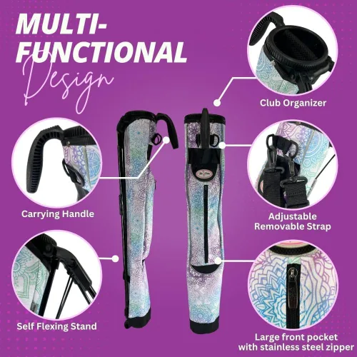 Miniatura 4 de Taboo Fashion Sunday Golf Bags for Women - Lightweight Golf Range Bag with Self Flexing Stand and Shoulder Strap for Driving Range, Par 3 or Mándala