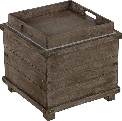 Miniatura 7 de Cortesi Home Scusset - Bandeja otomana de almacenamiento en tela y madera, gris, 15.75 pulgadas de ancho x 15.75 pulgadas de largo x 15.5 pulgadas