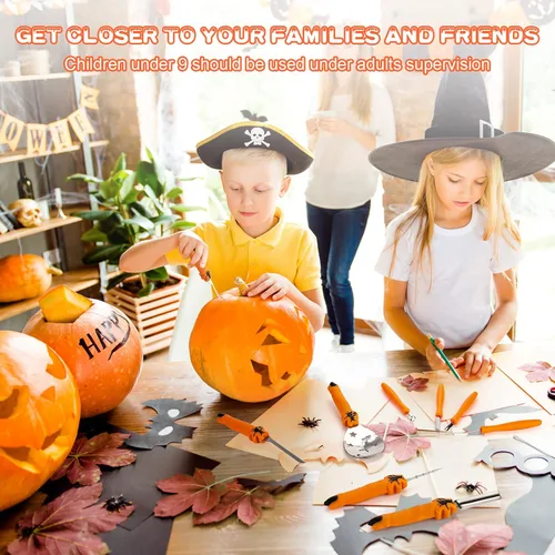 Miniatura 6 de Kit de tallado de calabaza para Halloween, juego profesional de tallado resistente, herramienta de escultura de acero inoxidable cuchillo