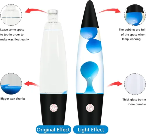 Miniatura 4 de Vanful Lámpara de Movimiento Líquido de Magma Azul de 16 Pulgadas con Base Negra, Lámparas de Purpurina para Adultos y Niños Alimentada por Cable