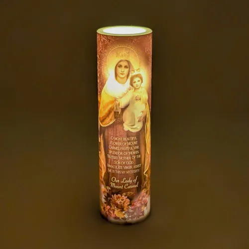 Miniatura 6 de Vela de oración devocional sin llama LED Nuestra Señora del Monte Carmelo