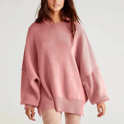 Miniatura 2 de Suéteres de otoño para mujer, a la moda, a rayas, de manga larga, cuello redondo, de punto acanalado, sueltos