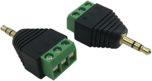 CERRXIAN 0.138 in 3 polos audio estéreo vídeo macho a 3 tornillos hembra doble pista reemplazo auricular adaptador convertidor Balum sin soldadura