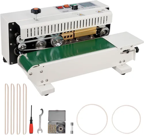 Miniatura 9 de Máquina selladora de banda continua para bolsas VEVOR, ancho de sello de 0.24-0.47 pulg/6-12 mm, máquina selladora de banda horizontal con control
