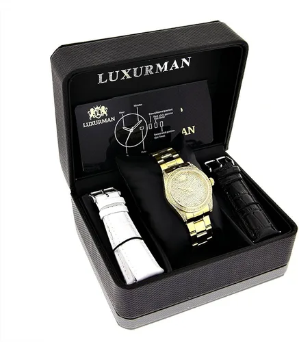 Miniatura 4 de LUXURMAN Iced Out - Reloj de mujer chapado en oro amarillo con diamantes Tribeca de 15 quilates Amarillo