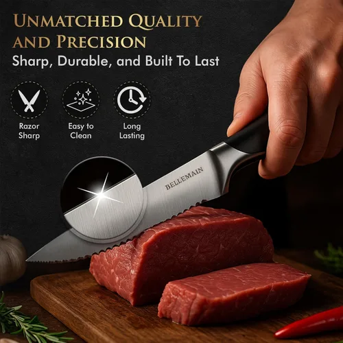 Miniatura 3 de Bellemain - set de cuchillos para carne de acero inoxidable, 4 piezas