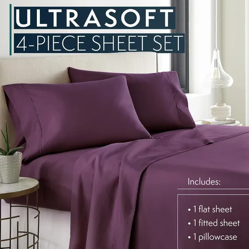 Miniatura 2 de HC COLLECTION Juego de sábanas para cama individual con 1 funda de almohada, sábanas de microfibra cepillada de 1800 hilos Hotel Luxury Platinum