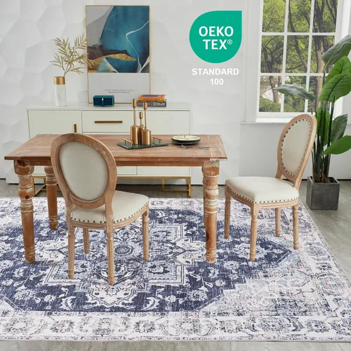 Miniatura 422 de Syalife 4x6 Alfombra Lavable para Área, Ultra Suave Antideslizante, Pila Baja, Alfombra Vintage Resistente a Manchas para Sala de Estar, Alfombra