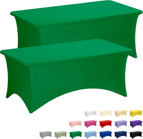 Miniatura 15 de Fixwal Paquete de 3 Manteles Negros para Mesas Rectangulares de 6 Pies, Manteles Rectangulares Elásticos de Spandex Ajustables de 6 Pies