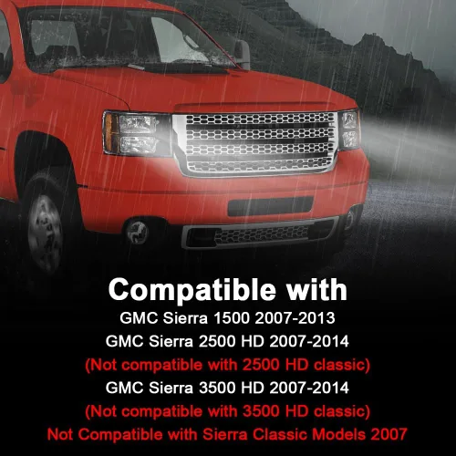 Miniatura 2 de CHEDA Faros delanteros, compatibles con GMC Sierra 1500 2500HD 3500HD 2007-2013, faros delanteros de cristal, lente transparente, carcasa negra