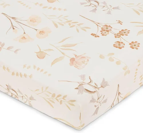 Miniatura 29 de Crane Baby Sábana bajera, sábana bajera ajustable de algodón suave para cunas y guarderías, cobre beige, 28 pulgadas de ancho x 52 pulgadas de alto