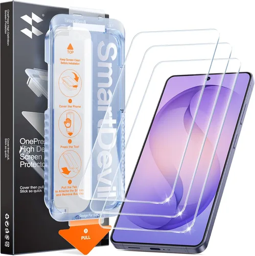 Miniatura 10 de SMARTDEVIL Paquete de 3 protectores de pantalla para Samsung Galaxy S24, compatible con lector de huellas dactilares, instalación rápida y fácil