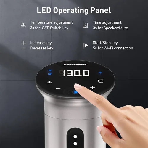 Miniatura 3 de KitchenBoss Wifi Sous Vide Cooker: Circulador de inmersión ultrasilencioso Sous Vide Control APP 1100W, IPX7 Impermeable Sous-vide Precision Cooker