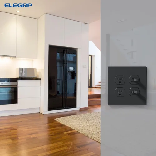 Miniatura 5 de ELEGRP Placas de pared dúplex sin tornillos de 2 segmentos, cubierta frontal termoplástica irrompible de tamaño mediano para toma de corriente Mate
