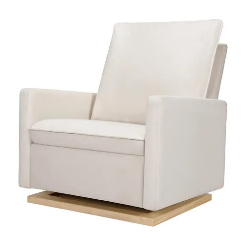 Miniatura 13 de Babyletto Cali Flange reclinable y planeador giratorio en lazo de peluche almendra, certificado Greenguard Gold y CertiPUR-US