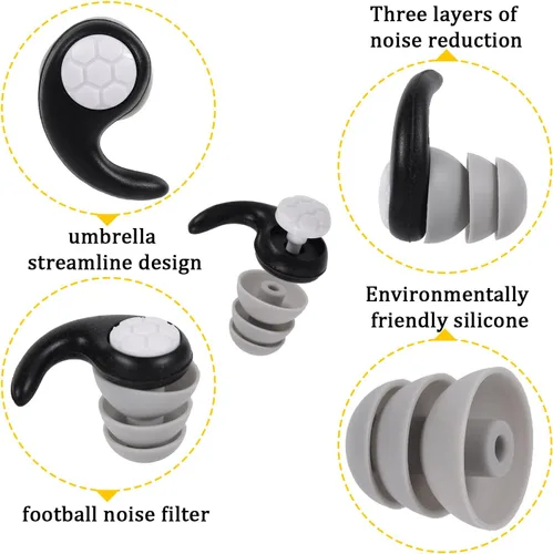 Miniatura 3 de Tapones para los oídos de natación, suaves, reutilizables, impermeables, tapones para los oídos de silicona con reducción de ruido para adultos