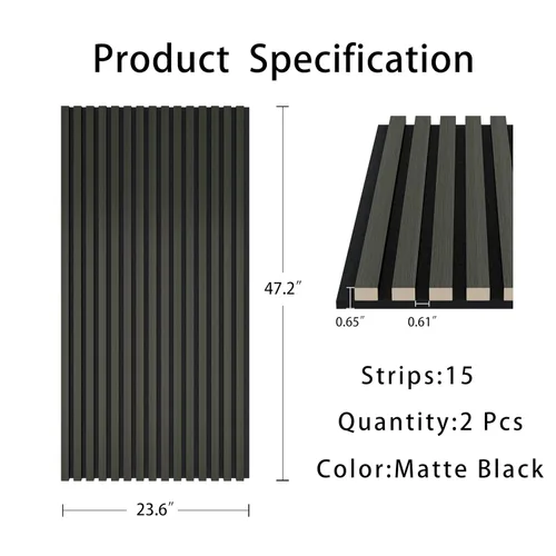 Miniatura 6 de Casaphoria Paneles de pared acústicos, 2 piezas de 47.2 x 23.6 pulgadas, paneles de pared de listones de madera para oficina en casa y paredes Roble