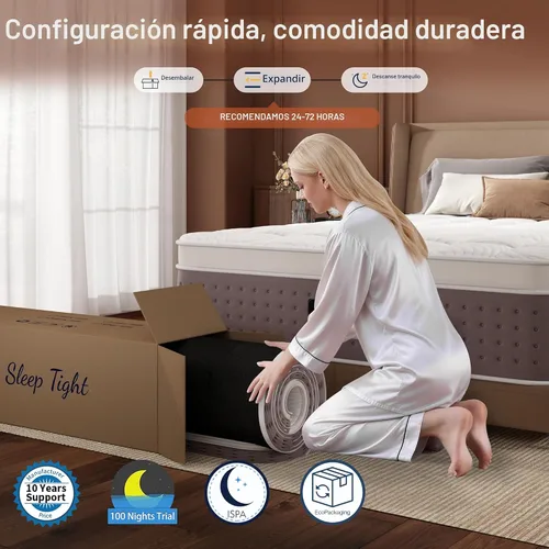Miniatura 6 de Colchón tamaño King, colchón híbrido de lujo de 14 pulgadas King en una caja, colchones de espuma viscoelástica de gel refrescante con resortes