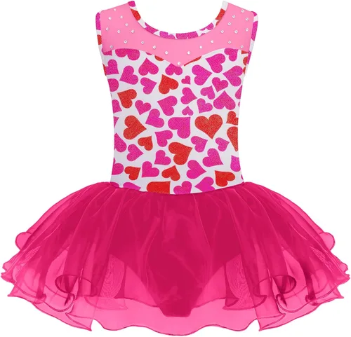 Miniatura 10 de Zaclotre Leotardo de Ballet para Niñas con Espumas Brillantes Sin Mangas de Malla, Vestido de Baile, Tutú, Traje de Bailarina para Niños