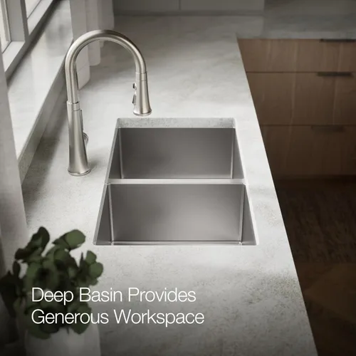 Miniatura 8 de KOHLER Strive K-5281-NA - Fregadero de acero inoxidable de 32 pulgadas con estante para lavabo