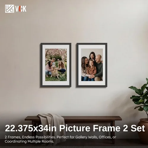 Miniatura 7 de VCK Portarretratos A1 color negro, paquete de 2 unidades, marco de madera de alta gama de 22.375 x 34 pulgadas con plexiglás, muestra A2