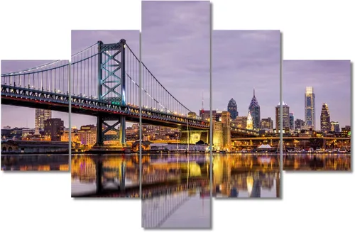 Miniatura 38 de TUMOVO Fotos en lienzo de Estados Unidos, Cincinnati, Ohio, Skyline at Dusk para tu sala de estar, impresiones de paisaje urbano de rascacielos