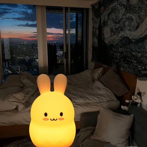 Miniatura 6 de Luces nocturnas de conejo de gran tamaño, lámpara de noche para dormitorio, resistente a la rotura, cuidado de los ojos, brillo ajustable, ajuste