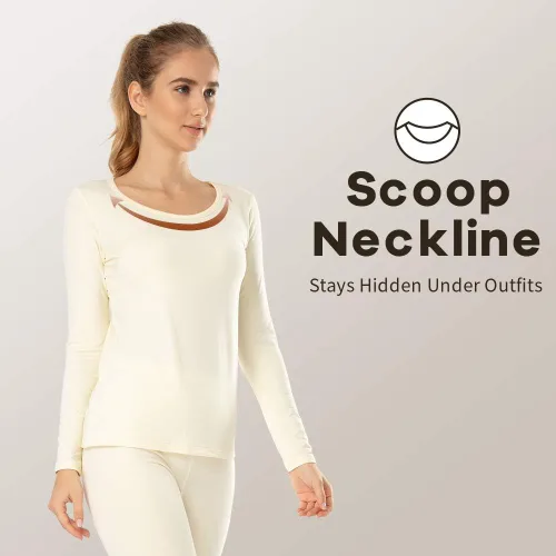 Miniatura 42 de MANCYFIT Tops térmicos para mujer, camisa con forro polar, manga larga, capa base, cuello en V