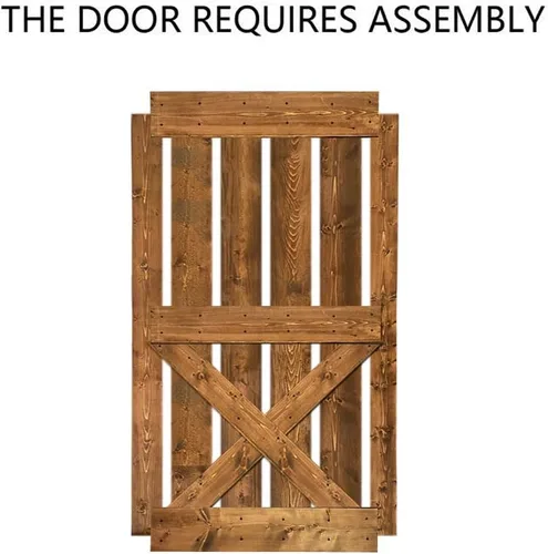 Miniatura 3 de TMS Mini puerta corrediza interior de madera de pino nudosa maciza teñida con kit de herrajes deslizantes (84 x 36 pulgadas, nogal)