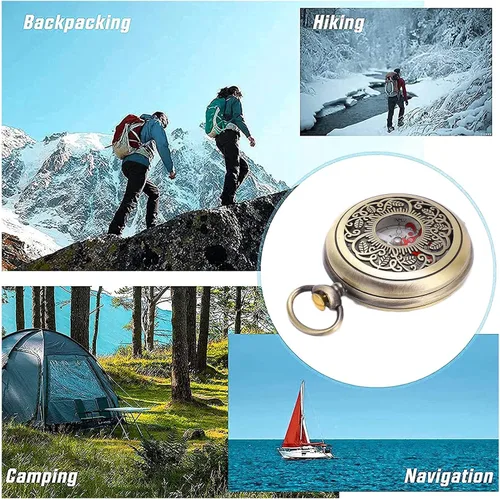 Miniatura 4 de Brújula de latón senderismo durable a prueba de golpes impermeable herramienta de navegación para acampar al aire libre caza supervivencia J35