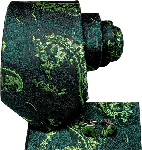 Miniatura 181 de Hi-Tie Corbatas de seda para hombre, diseño de cachemira a rayas, con bolsillo, gemelos cuadrados, conjunto formal de negocios