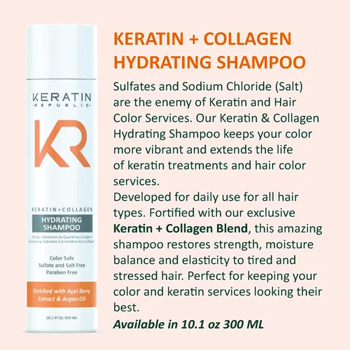 Miniatura 2 de Keratin Republic Champú Hidratante de Queratina + Colágeno 10.1 oz